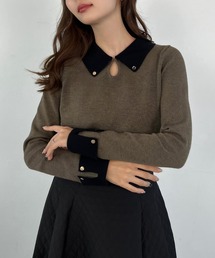 JUNOAH（ジュノア）の「バイカラーニットトップス（ニット/セーター）」