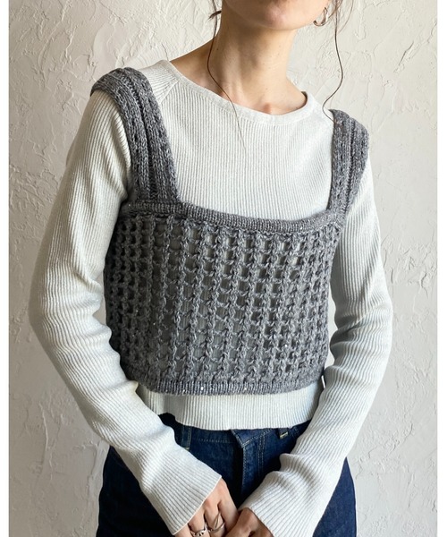 【お値下げ中】新品　ミースロエ　メッシュニットビスチェ 透け感をニットで表現。メッシュニットビスチェ ビスチェ ベスト