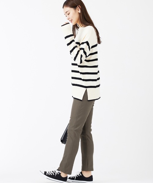 BELLUNA PLUS(ベルーナ)の「裏ベロアなめらかストレッチパンツ股下65cm(その他パンツ・レディース・ブラック/カーキ/アイボリー/キャメル・SMALL/MEDIUM/LARGE/X-LARGE)」の9枚目の写真