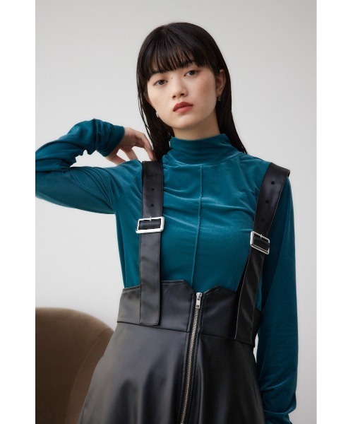 フェイクレザージップアップジャンパースカート（ジャンパー