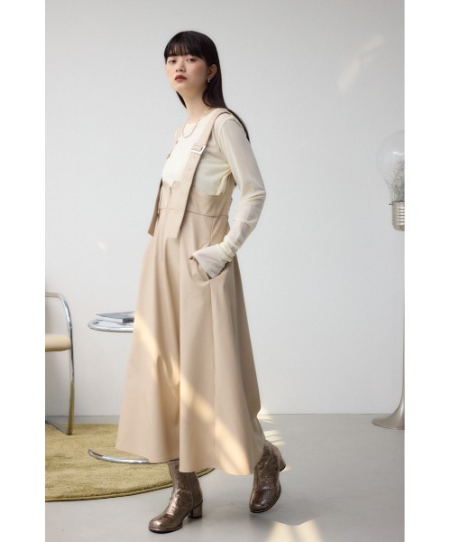 AZUL by moussy（アズールバイマウジー）の「フェイクレザージップアップジャンパースカート（ジャンパースカート・レディース・ブラック/ライトベージュ・SMALL/MEDIUM）」の21枚目の写真