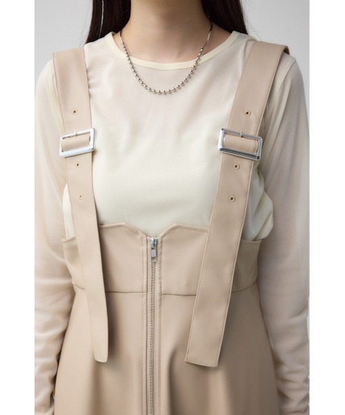 AZUL by moussy（アズールバイマウジー）の「フェイクレザージップアップジャンパースカート（ジャンパースカート・レディース・ブラック/ライトベージュ・SMALL/MEDIUM）」の17枚目の写真