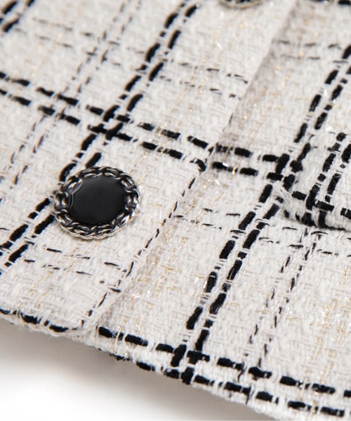 LA POMME petit(ラポミ・プチ)の「3点セット(リボン取り外し可能) エレガントツイードリボンセットアップ Elegant Tweed Ribbon Set-Up(セットアップ・レディース・ブラウン/グレー/ライトグリーン/ベージュ/ネイビー×ホワイト/ホワイト/ブラック・SMALL/MEDIUM/LARGE)」の11枚目の写真