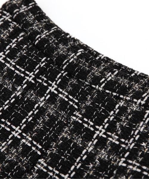 LA POMME petit(ラポミ・プチ)の「3点セット(リボン取り外し可能) エレガントツイードリボンセットアップ Elegant Tweed Ribbon Set-Up(セットアップ・レディース・ブラウン/グレー/ライトグリーン/ベージュ/ネイビー×ホワイト/ホワイト/ブラック・SMALL/MEDIUM/LARGE)」の8枚目の写真