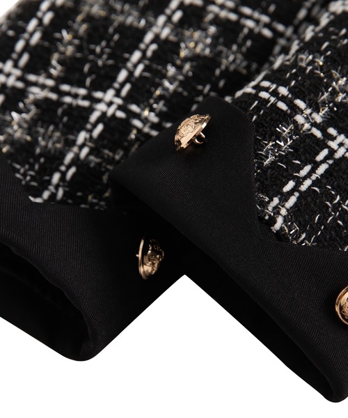 LA POMME petit(ラポミ・プチ)の「3点セット(リボン取り外し可能) エレガントツイードリボンセットアップ Elegant Tweed Ribbon Set-Up(セットアップ・レディース・ブラウン/グレー/ライトグリーン/ベージュ/ネイビー×ホワイト/ホワイト/ブラック・SMALL/MEDIUM/LARGE)」の21枚目の写真