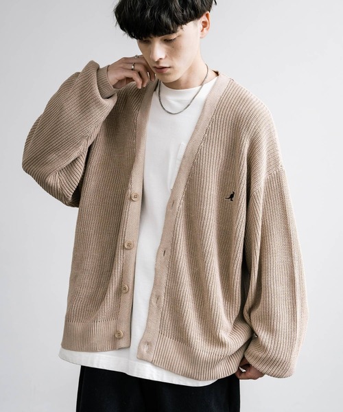 KANGOL（カンゴール）の「KANGOL カンゴール 別注コラボワンポイント刺繍ニットカーディガン（カーディガン/ボレロ・メンズ・ネイビー/チャコール/ブラック/グレー/ベージュ/アイボリー・M/XL/L）」の6枚目の写真