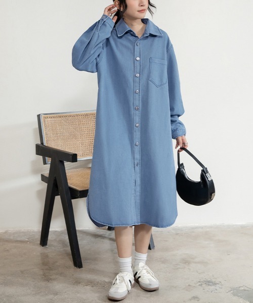 デニムシャツワンピース（ワンピース）｜Doux Belle（ドゥーベル）