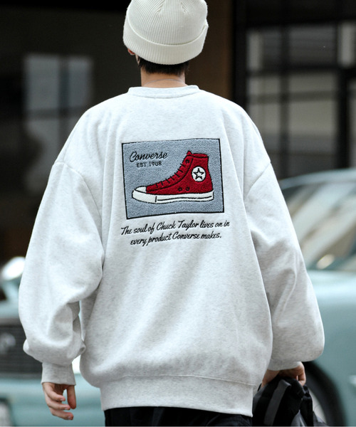 【セール】【neos】CONVERSE コンバース ルーズシルエット バッグ シューズ サガラ刺繍 裏起毛 スウェット プルオーバー（スウェット）｜CONVERSE（コンバース）
