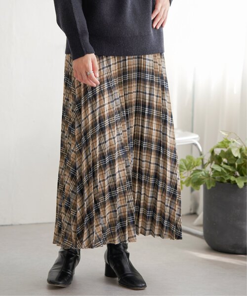 VENCEEXCHANGE（ヴァンスエクスチェンジ）の「チェックプリーツスカート（スカート・レディース・ベージュ/イエロー/ネイビー/レッド/ブラック/レッド系・FREE）」の3枚目の写真