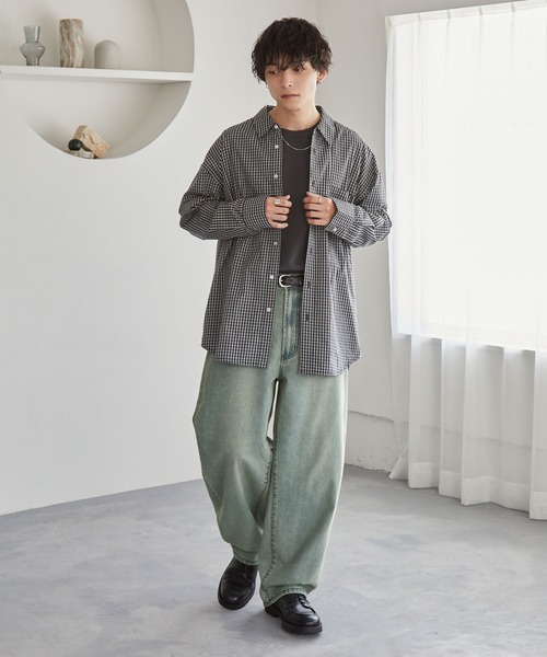 ヴィンテージライクセミワイドバレルシルエットデニムパンツ MONO-MART