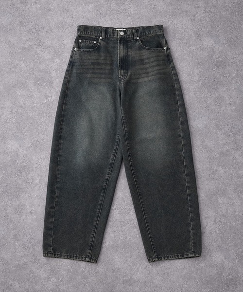 セール】ヴィンテージライクセミワイドバレルシルエットデニムパンツ