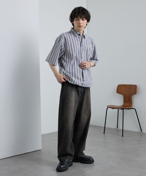 ヴィンテージライクセミワイドバレルシルエットデニムパンツ MONO-MART