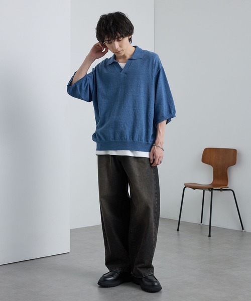 ヴィンテージライクセミワイドバレルシルエットデニムパンツ MONO-MART