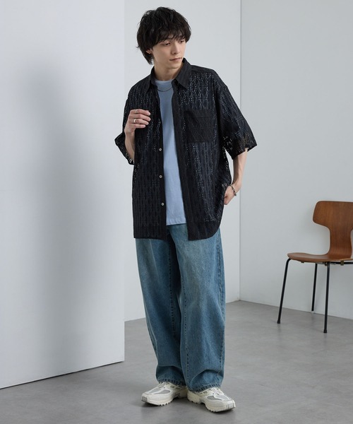 MONO-MART(モノマート)の「ヴィンテージライクセミワイドバレルシルエットデニムパンツ(デニムパンツ・メンズ・ネイビー/インディゴブルー/ブラック/グレー/サックスブルー/ライトインディゴブルー/グレイッシュブルー・L/M/S)」の18枚目の写真