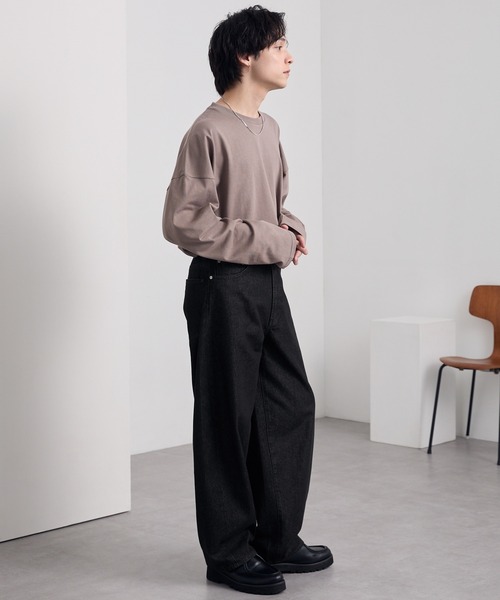 MONO-MART（モノマート）の「ヴィンテージライクセミワイドバレルシルエットデニムパンツ（デニムパンツ・メンズ・ネイビー/インディゴブルー/ブラック/グレー/サックスブルー/ライトインディゴブルー/グレイッシュブルー/ネイビー系/ブラック系・L/M/S）」の15枚目の写真