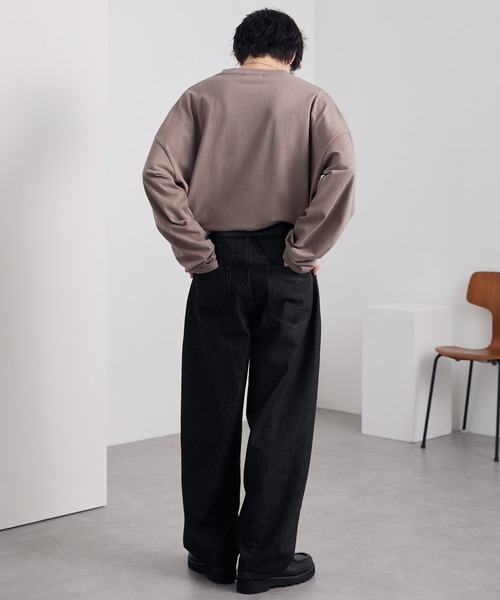 MONO-MART（モノマート）の「ヴィンテージライクセミワイドバレルシルエットデニムパンツ（デニムパンツ・メンズ・ネイビー/インディゴブルー/ブラック/グレー/サックスブルー/ライトインディゴブルー/グレイッシュブルー/ネイビー系/ブラック系・L/M/S）」の16枚目の写真