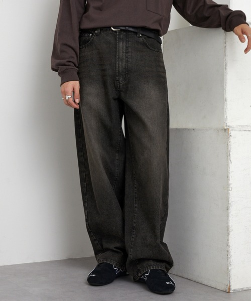 ヴィンテージライクセミワイドバレルシルエットデニムパンツ MONO-MART