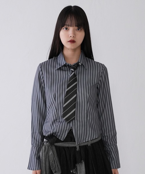 ネクタイ ストライプシャツ（シャツ/ブラウス）｜Uenui（ウニュイ）