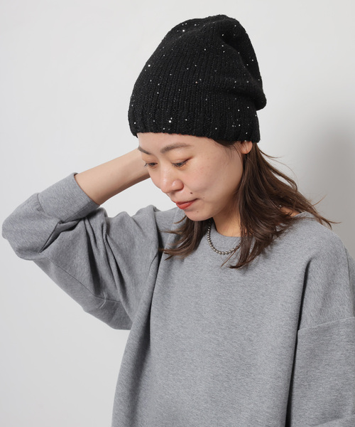 JOURNAL STANDARD relume(ジャーナルスタンダード レリューム)の「RELUME kirakira ニットボウ(ニットキャップ/ビーニー・レディース・シルバー/ブラック・FREE)」の5枚目の写真