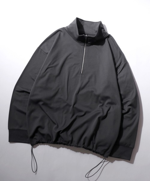 SITRY(シトリー)の「Kersey Fabric Half Zip Sweat Shirt/カルゼ オーバーサイズ ドローコード ハーフジップ 裏起毛 トレーナー スウェット レディース メンズ(スウェット・メンズ・ブラック/ダークグレー/ベージュ・M/L/LL)」の5枚目の写真