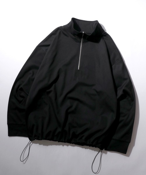 SITRY(シトリー)の「Kersey Fabric Half Zip Sweat Shirt/カルゼ オーバーサイズ ドローコード ハーフジップ 裏起毛 トレーナー スウェット レディース メンズ(スウェット・メンズ・ブラック/ダークグレー/ベージュ・M/L/LL)」の4枚目の写真