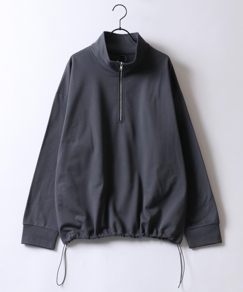 SITRY(シトリー)の「Kersey Fabric Half Zip Sweat Shirt/カルゼ オーバーサイズ ドローコード ハーフジップ 裏起毛 トレーナー スウェット レディース メンズ(スウェット・メンズ・ブラック/ダークグレー/ベージュ・M/L/LL)」の8枚目の写真
