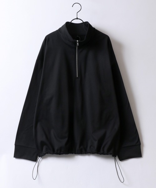 SITRY(シトリー)の「Kersey Fabric Half Zip Sweat Shirt/カルゼ オーバーサイズ ドローコード ハーフジップ 裏起毛 トレーナー スウェット レディース メンズ(スウェット・メンズ・ブラック/ダークグレー/ベージュ・M/L/LL)」の7枚目の写真