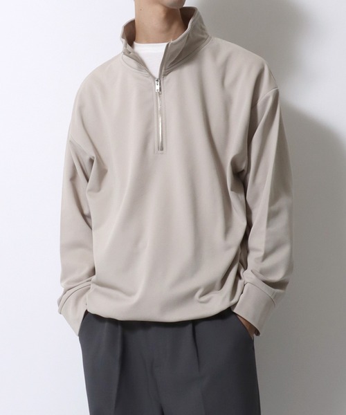 SITRY(シトリー)の「Kersey Fabric Half Zip Sweat Shirt/カルゼ オーバーサイズ ドローコード ハーフジップ 裏起毛 トレーナー スウェット レディース メンズ(スウェット・メンズ・ブラック/ダークグレー/ベージュ・M/L/LL)」の22枚目の写真