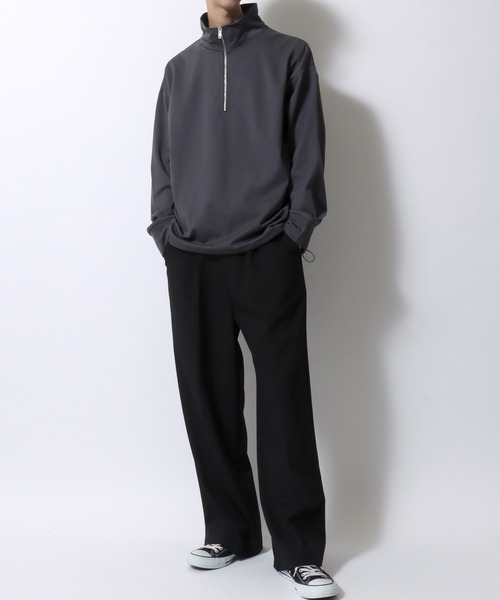 SITRY(シトリー)の「Kersey Fabric Half Zip Sweat Shirt/カルゼ オーバーサイズ ドローコード ハーフジップ 裏起毛 トレーナー スウェット レディース メンズ(スウェット・メンズ・ブラック/ダークグレー/ベージュ・M/L/LL)」の20枚目の写真
