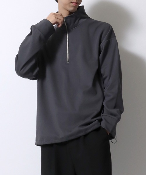 SITRY(シトリー)の「Kersey Fabric Half Zip Sweat Shirt/カルゼ オーバーサイズ ドローコード ハーフジップ 裏起毛 トレーナー スウェット レディース メンズ(スウェット・メンズ・ブラック/ダークグレー/ベージュ・M/L/LL)」の19枚目の写真