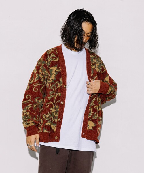 完売の人気カラー　フリークスストア　総柄　モールニットカーディガン FREAK'S STORE カーディガン FREAK'S STORE/フリークスストア 総