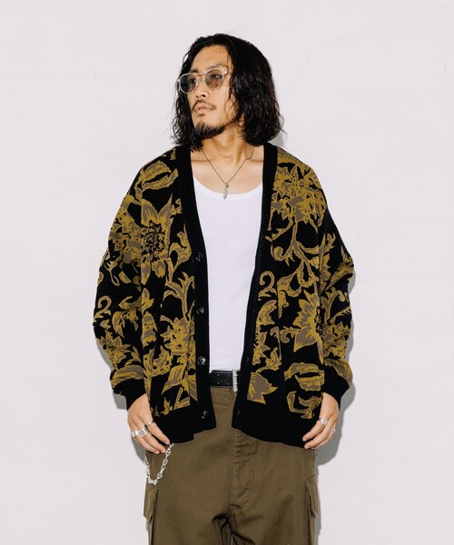 完売の人気カラー　フリークスストア　総柄　モールニットカーディガン セール】FREAK'S STORE/フリークスストア 総柄 モール糸 ニット