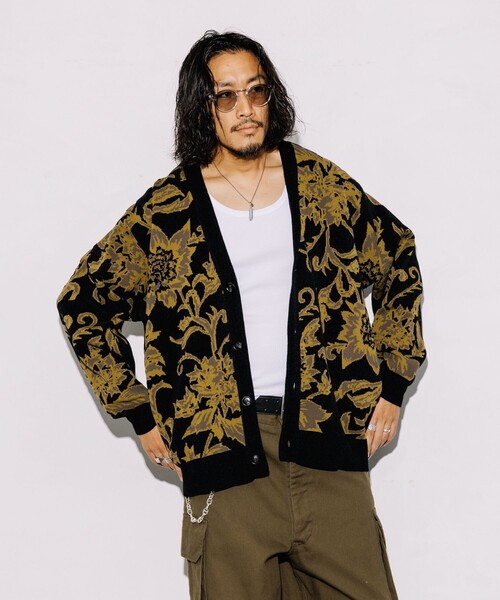 FREAK'S STORE(フリークスストア)の「FREAK’S STORE/フリークスストア 総柄 モール糸 ニットカーディガン/リラックスフィット(カーディガン/ボレロ・メンズ・ブラック/ワインレッド/ベージュ・MEDIUM/LARGE)」の19枚目の写真