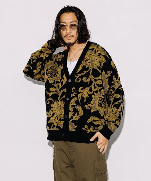完売の人気カラー　フリークスストア　総柄　モールニットカーディガン FREAK'S STORE カーディガン FREAK'S STORE/フリークスストア 総