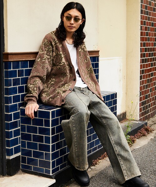 FREAK'S STORE(フリークスストア)の「FREAK’S STORE/フリークスストア 総柄 モール糸 ニットカーディガン/リラックスフィット(カーディガン/ボレロ・メンズ・ブラック/ワインレッド/ベージュ・MEDIUM/LARGE)」の14枚目の写真