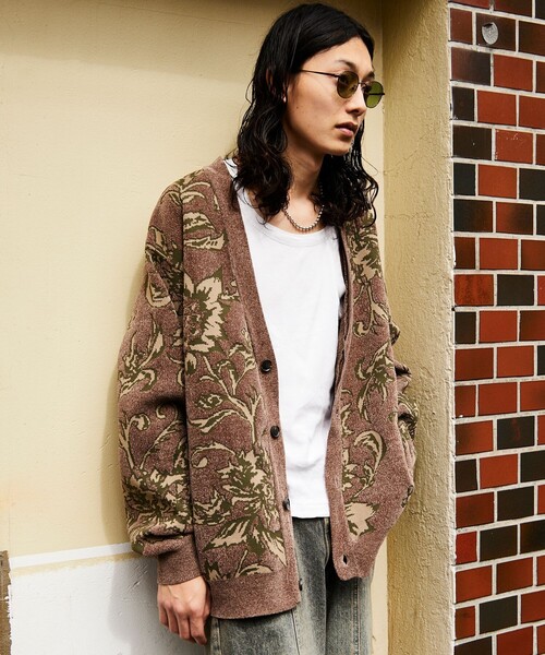 FREAK'S STORE(フリークスストア)の「FREAK’S STORE/フリークスストア 総柄 モール糸 ニットカーディガン/リラックスフィット(カーディガン/ボレロ・メンズ・ブラック/ワインレッド/ベージュ・MEDIUM/LARGE)」の17枚目の写真