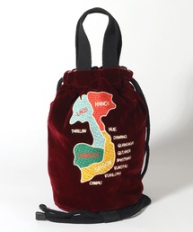 【HOUSTON/ヒューストン】VELVETEEN EFFECT BAG (TIGER) (MAP)  /刺繍別珍エフェクトバッグ(虎) (マップ)