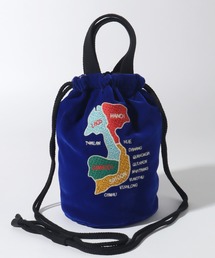 【HOUSTON/ヒューストン】VELVETEEN EFFECT BAG (TIGER) (MAP) /刺繍別珍エフェクトバッグ(虎) (マップ)