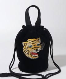 【HOUSTON/ヒューストン】VELVETEEN EFFECT BAG (TIGER) (MAP) /刺繍別珍エフェクトバッグ(虎) (マップ)