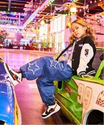 星パッチフリンジデニムパンツ