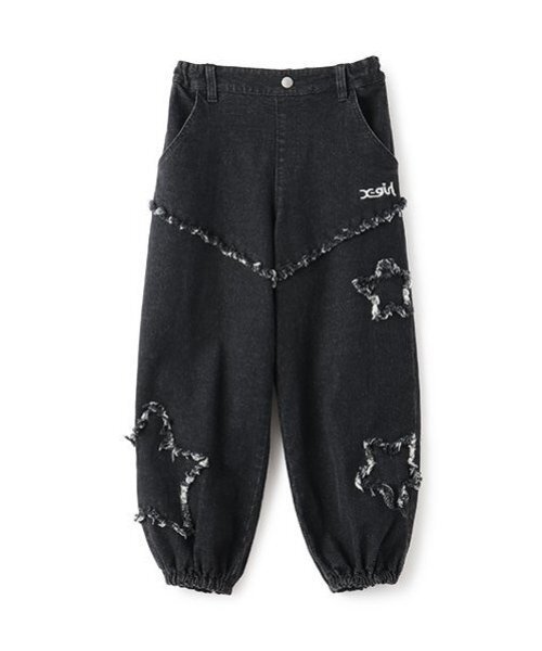 X-girl Stages（エックスガールステージス）の「星パッチフリンジデニムパンツ（その他パンツ・キッズ・ブルー/ブラック・90cm/100cm/110cm/120cm/130cm/140cm）」の3枚目の写真