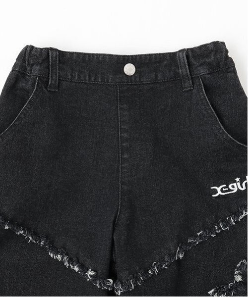 X-girl Stages（エックスガールステージス）の「星パッチフリンジデニムパンツ（その他パンツ・キッズ・ブルー/ブラック・90cm/100cm/110cm/120cm/130cm/140cm）」の5枚目の写真
