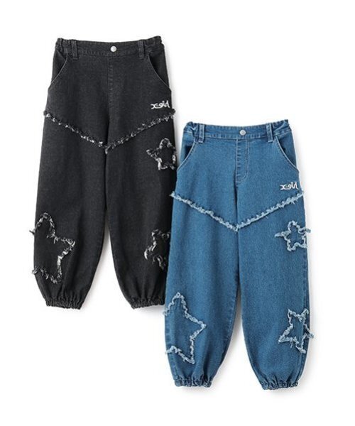 X-girl Stages（エックスガールステージス）の「星パッチフリンジデニムパンツ（その他パンツ・キッズ・ブルー/ブラック・90cm/100cm/110cm/120cm/130cm/140cm）」の11枚目の写真