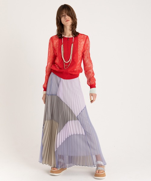 AULA AILA（アウラアイラ）の「2WAYレースシアーニットカーディガン（カーディガン/ボレロ・レディース・ブラック/イエロー×グリーン/シルバー/レッド・0）」の15枚目の写真