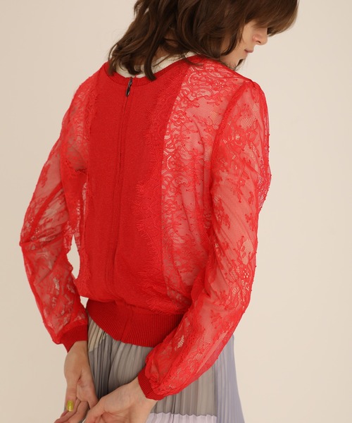 AULA AILA（アウラアイラ）の「2WAYレースシアーニットカーディガン（カーディガン/ボレロ・レディース・ブラック/イエロー×グリーン/シルバー/レッド・0）」の13枚目の写真