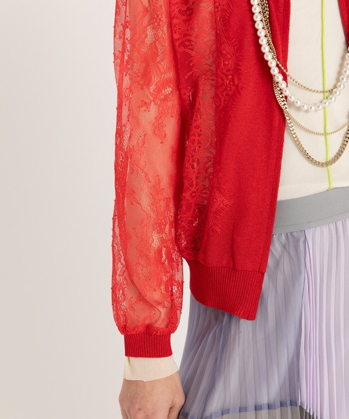 AULA AILA（アウラアイラ）の「2WAYレースシアーニットカーディガン（カーディガン/ボレロ・レディース・ブラック/イエロー×グリーン/シルバー/レッド・0）」の11枚目の写真