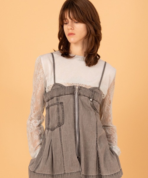 AULA AILA（アウラアイラ）の「2WAYレースシアーニットカーディガン（カーディガン/ボレロ・レディース・ブラック/イエロー×グリーン/シルバー/レッド・0）」の16枚目の写真