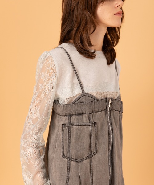 AULA AILA（アウラアイラ）の「2WAYレースシアーニットカーディガン（カーディガン/ボレロ・レディース・ブラック/イエロー×グリーン/シルバー/レッド・0）」の17枚目の写真