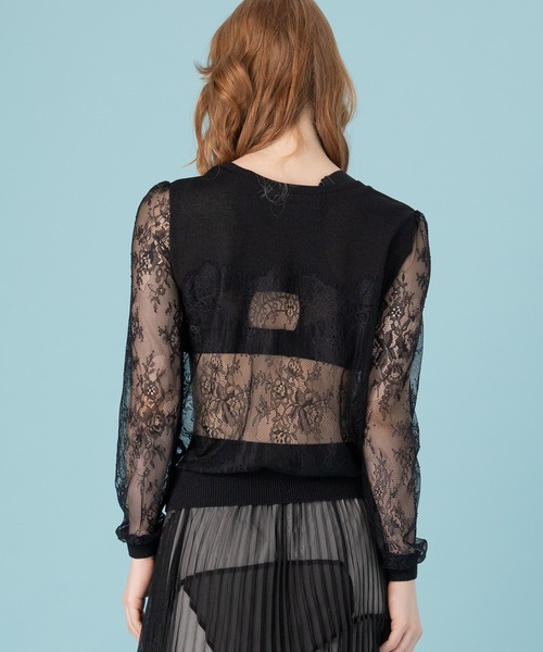 AULA AILA（アウラアイラ）の「2WAYレースシアーニットカーディガン（カーディガン/ボレロ・レディース・ブラック/イエロー×グリーン/シルバー/レッド・0）」の22枚目の写真