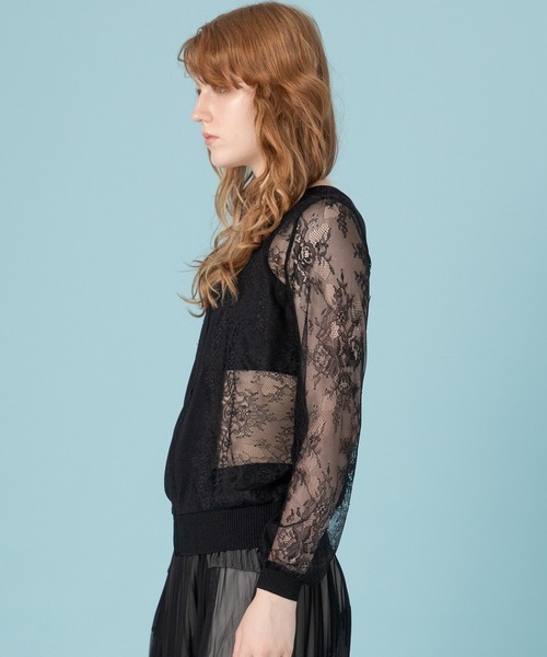 AULA AILA（アウラアイラ）の「2WAYレースシアーニットカーディガン（カーディガン/ボレロ・レディース・ブラック/イエロー×グリーン/シルバー/レッド・0）」の21枚目の写真